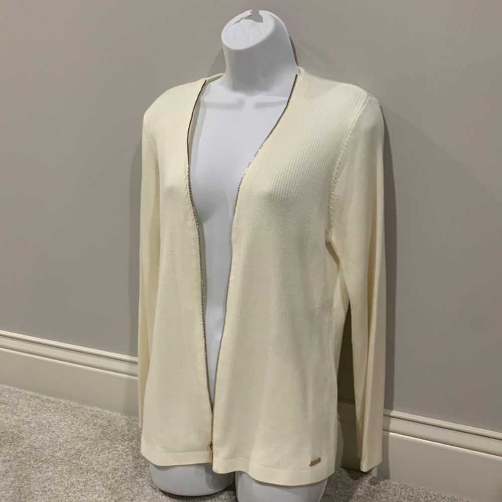 Calvin Klein zipper sweater cardigan cream